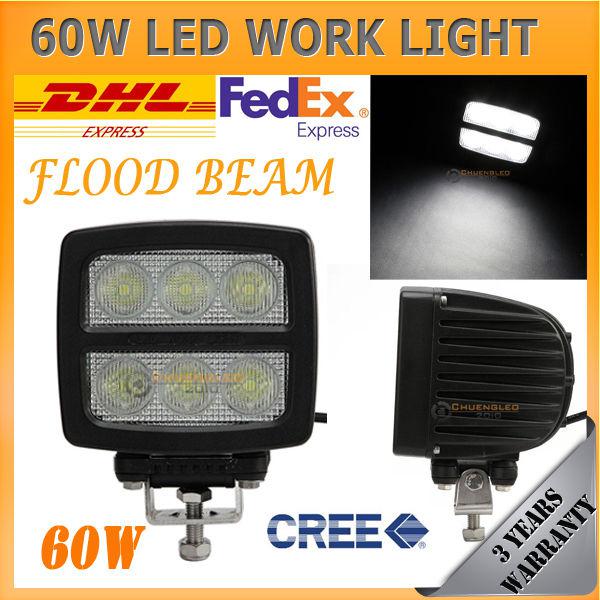 1pc 4wd awd 12v 24v 60w cree led work driving light off-road car utv flood beam