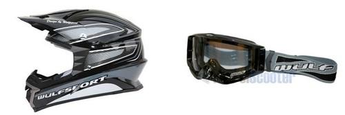 Wulfsport adult large helmet black + goggles pit bike quad bike motocross mini