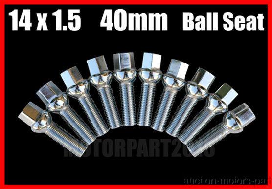 Chrome volkswagen long extended wheel bolts ball seat 40mm 14x1.5x40 10 pcs c001