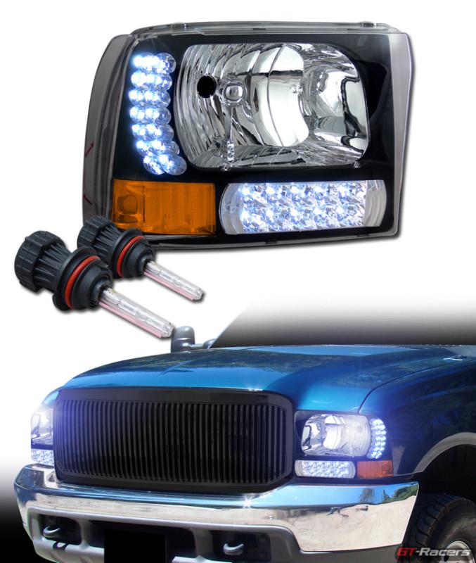 10000k hid bi-xenon blk led head lights signal bumper am 1p 99-04 f250 excursion