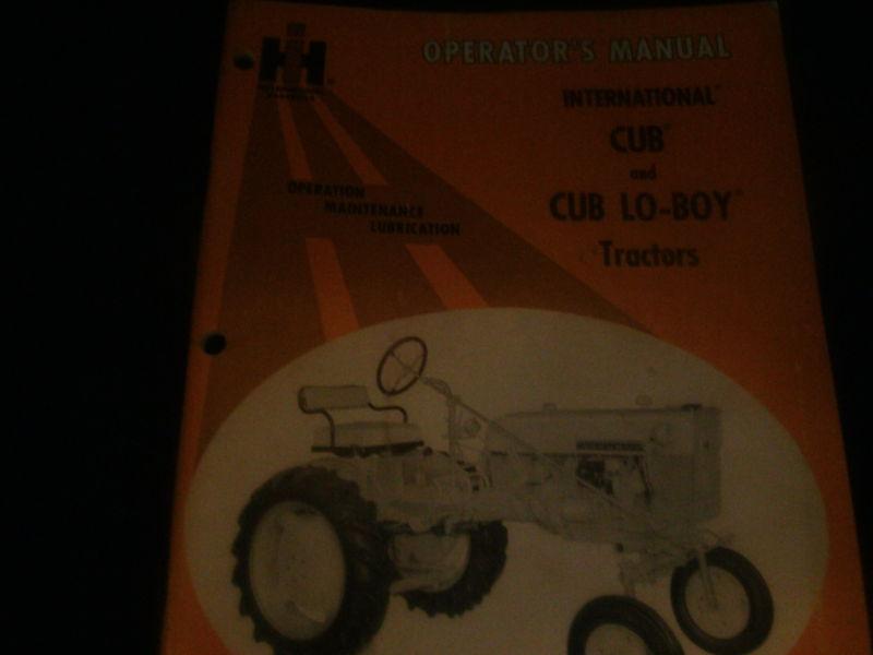 1960's international harvester cub and lo-boy tractors owners operators manual