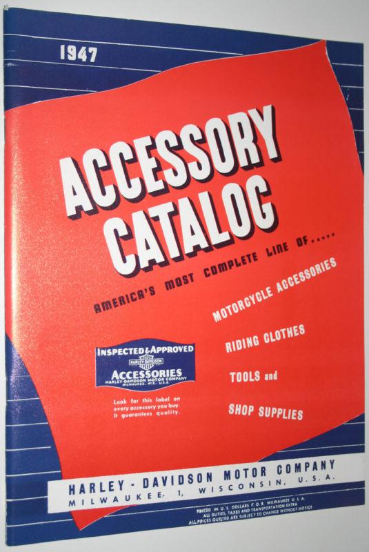 Harley 1947 accessory catalog wl el fl 45 61 74 80