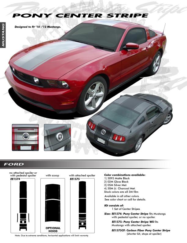 Ford mustang pony center stripe / 3m vinyl graphics decals stripes emblems trim 