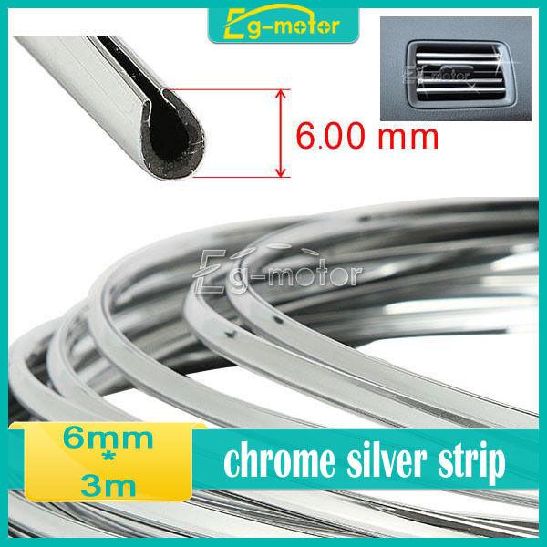 6mm x 3m universal diy car side trim molding interior chrome silver strip ustyle