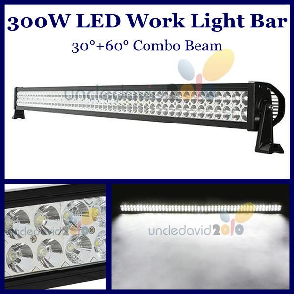 55" 300w 100 led work light bar spot flood combo beam offroad driving atv lamp