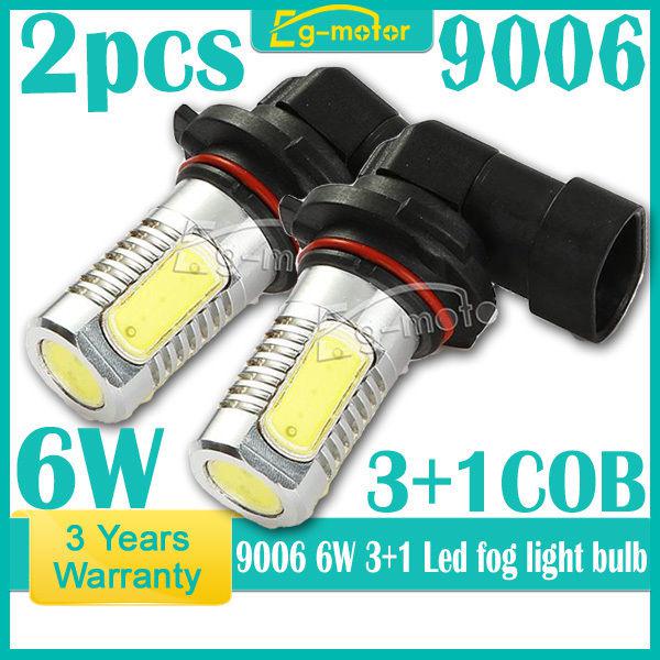 9006 6w 4cob car led turn stop fog day driving head light bulb lamp white x2