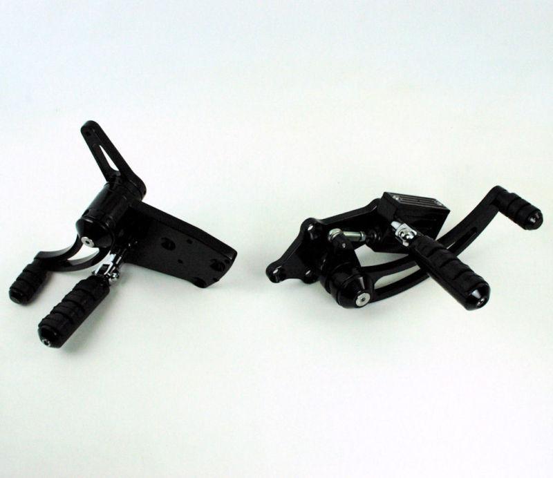 Extended black forward controls rubber pegs harley softail 00-up chopper bobber