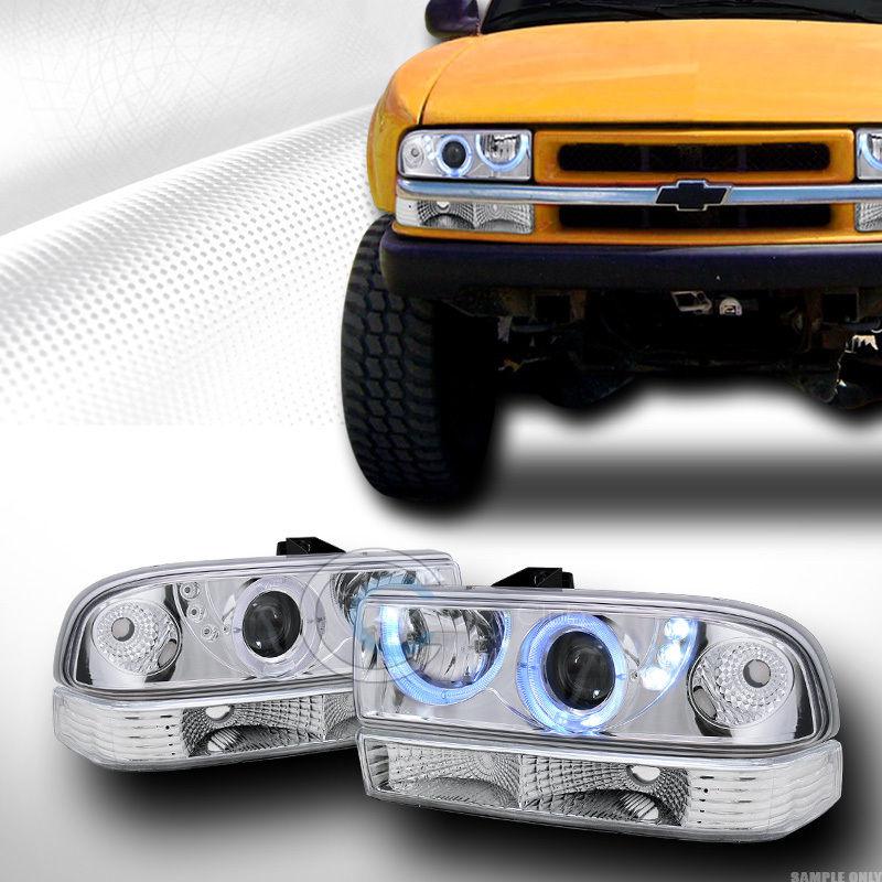 Euro halo led projector head lights k2+depo bumper 98-04 chevy s10 pickup blazer