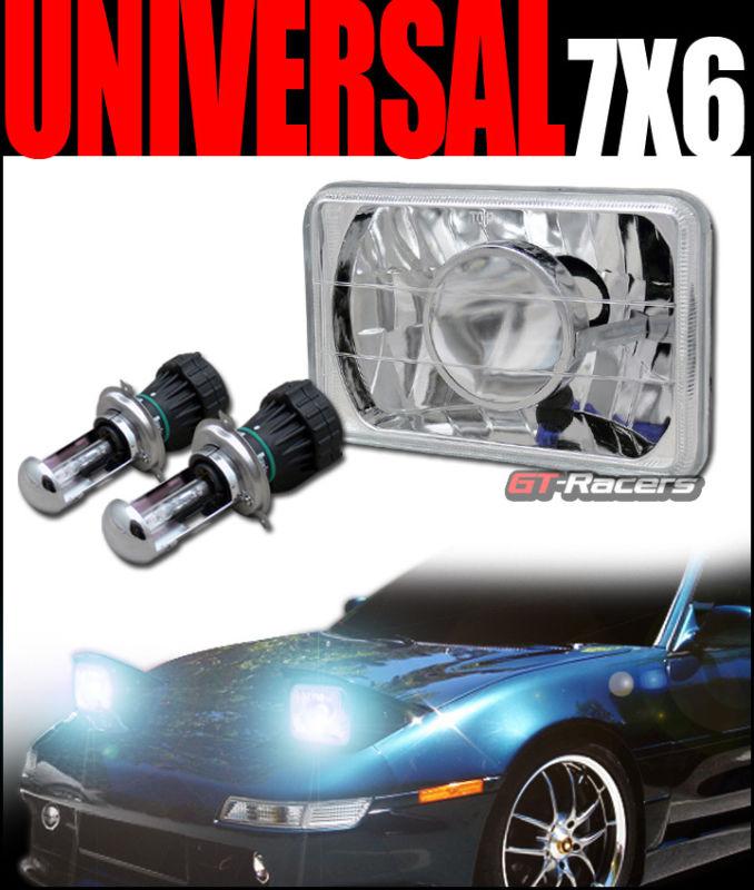 8000k hid bi-xenon 7x6 diamond chrome sealed beam projector headlights lh+rh gf