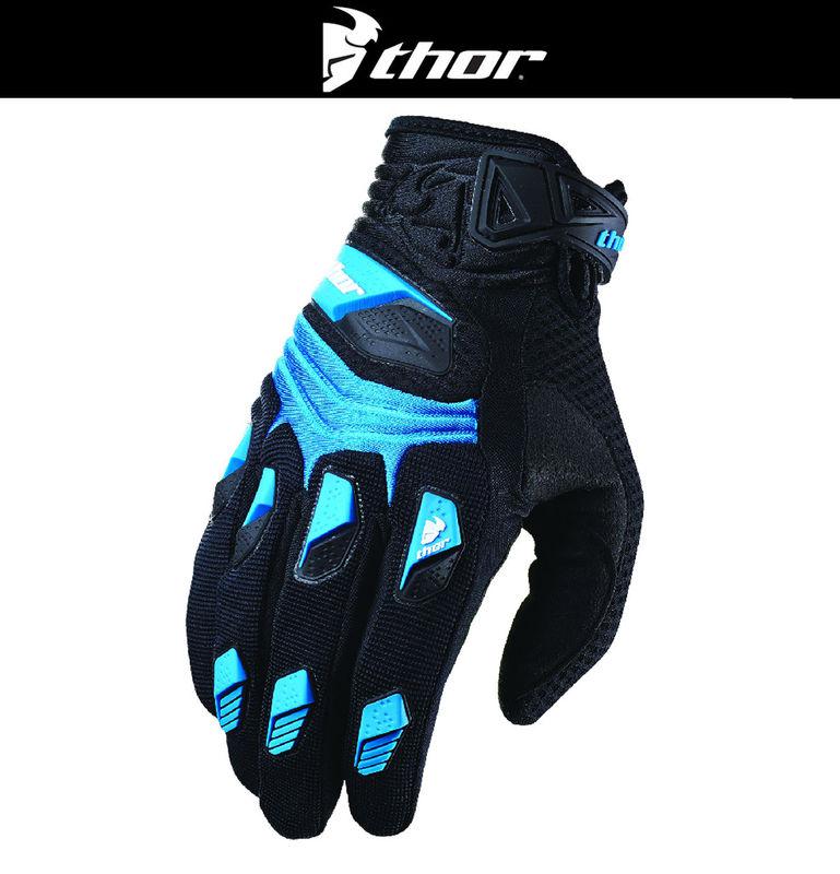 Thor deflector blue black dirt bike gloves motocross mx atv 2014