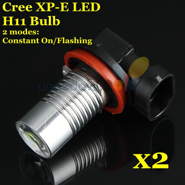 2x h11 10w cree led bulb 2-modes fog light drl driving lamp super bright white