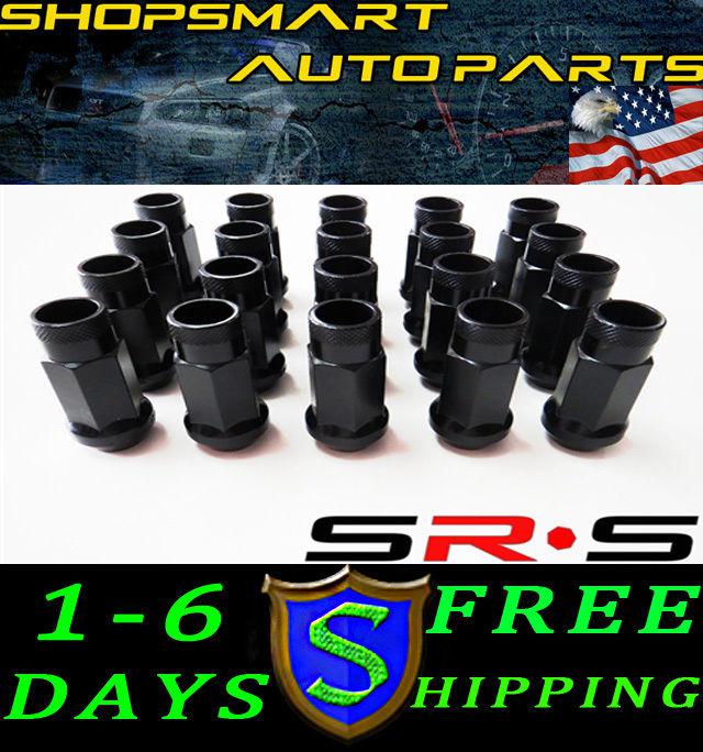 Srs 12x1.25 black steel tuner lug nut set 20 nissan subaru infiniti g35 350z s13