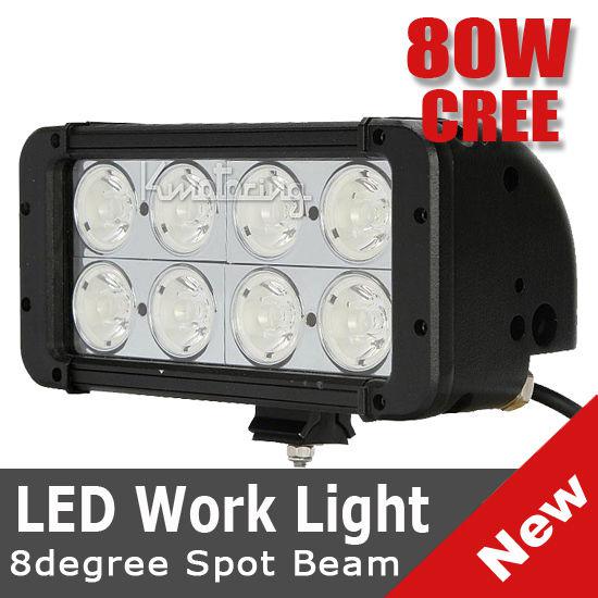 8inch 80w 8000lm cree led spot beam work light offroad dual row lamp utb atv suv