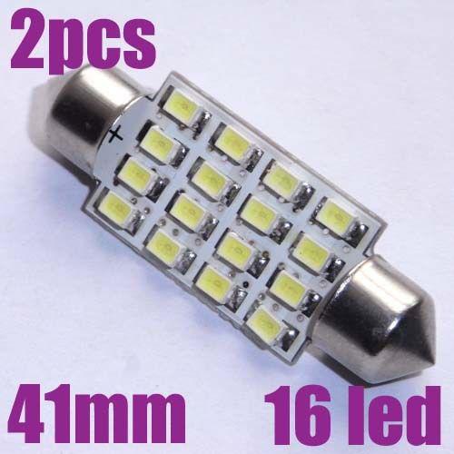 2x 41mm 16 smd led festoon dome wedge light bulb white