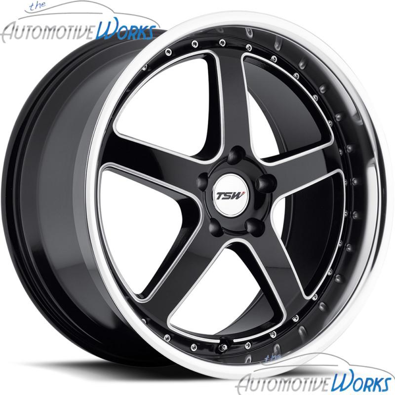 1- 18x8 tsw carthage 5x114.3 5x4.5 +20mm gloss black mirror milled rim wheel 18"