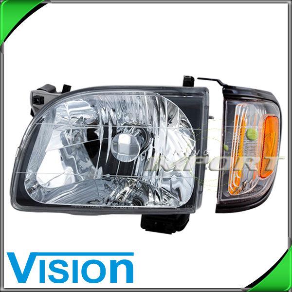 Driver side headlight w/corner light lamp+black pearl bezel 01-04 toyota tacoma