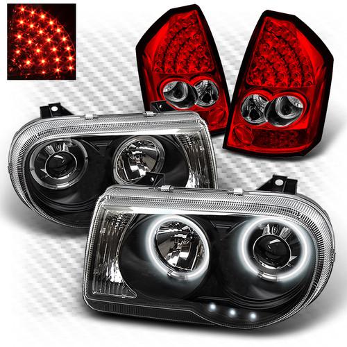 05-07 300c black ccfl projector headlights + r/c philips-led perform tail lights