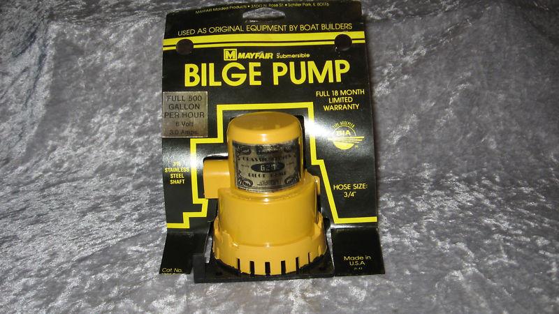 Mayfair submersible bilge pump 6 vdc, nos, with wiring loom & instructions