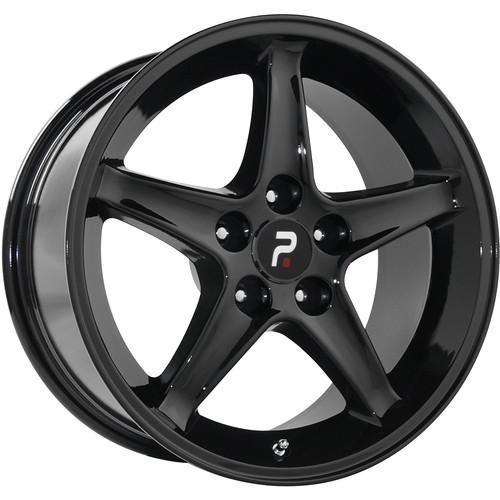 17x9 black strada replicas 102 (1995 mustang cobra r) wheels 5x4.5 +24