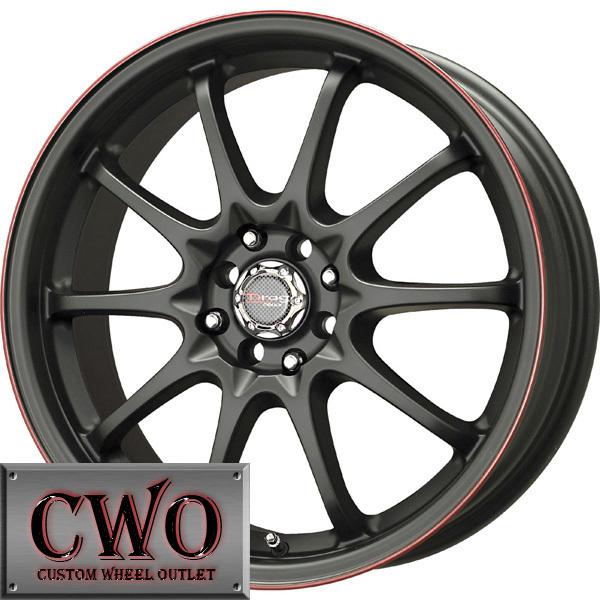 17 black drag dr-9 wheels rims 4x100/4x114.3 4 lug civic integra versa mini g5