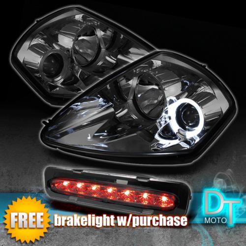 00-05 eclipse smoked halo projector headlights+smoke led third 3rd brake lamp