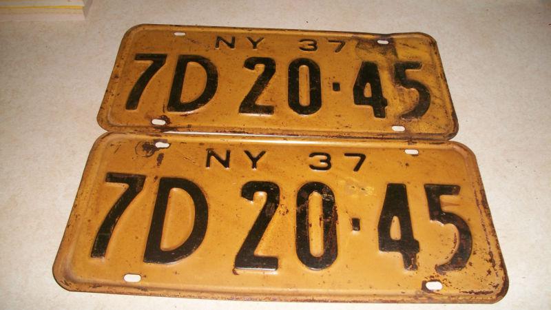 1937  ny license plates(pair)