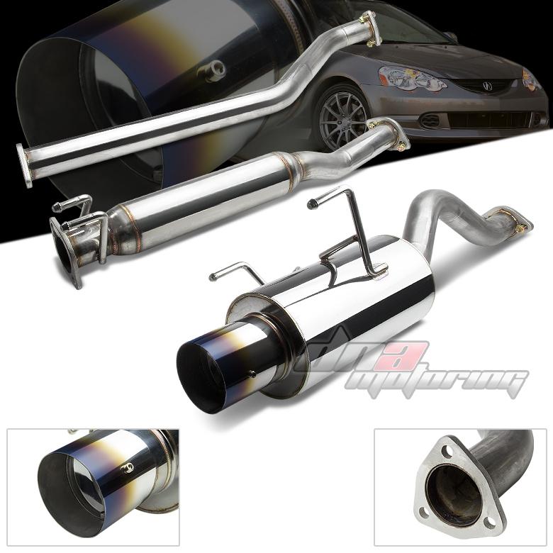 02-06 acura rsx dc5 non-s 4" burnt tip muffler catback/cat back exhaust system