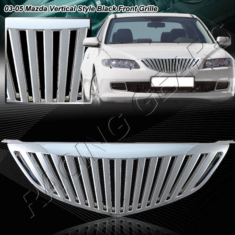 2003-2005 mazda 6 sports jdm front upper hood abs plastic chrome vertical grille