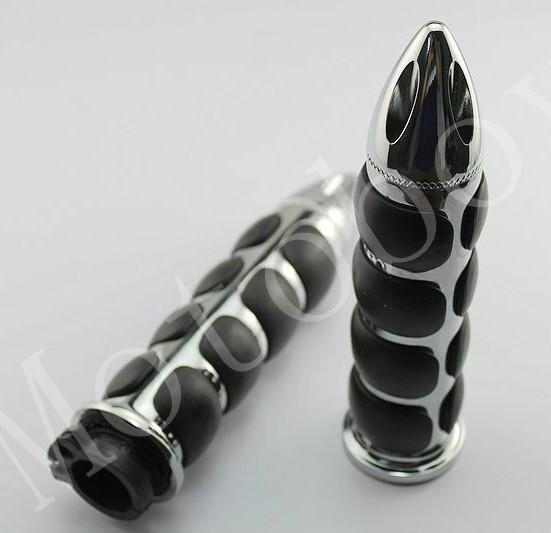 Chrome rubber warhead 1" handlebar hand grips for harley sportster dyna softail