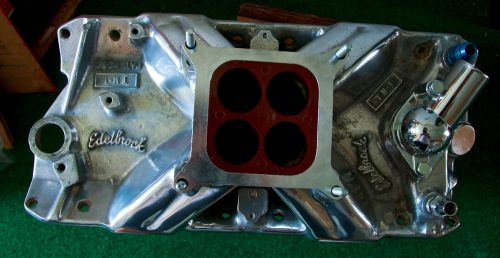 Edelbrock tm-1 polished tarantula aluminum intake manifold sb chevy