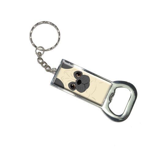 Graphics and more bottlecap opener key chain, pug - dog pet full face (kk7271)