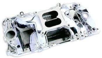 53025 bb chevy crosswind 454 hp air gap intake manifold oval port polished