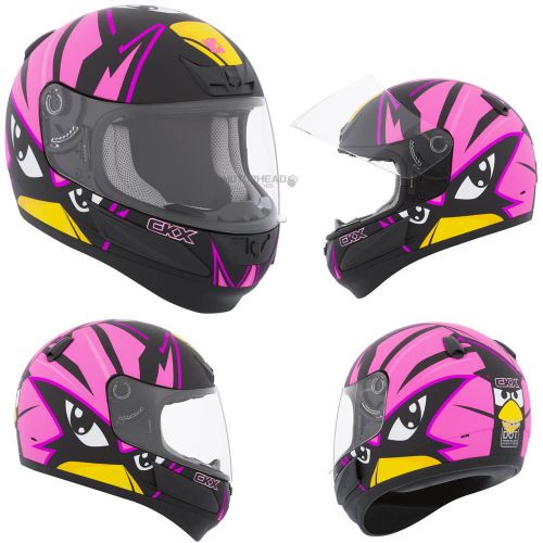 Motorcycle helmet full face kids ckx vg-k1 raven pink/black mat xsmall youth