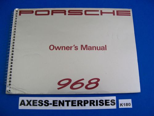 1992 porsche 968 coupe cabriolet owners instructions manual drivers book # k180