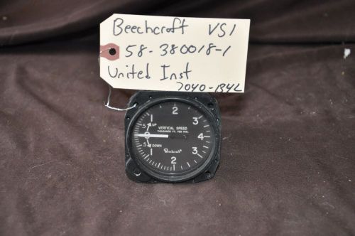 United instruments 7040-b4l vertical speed indicator &#034;vsi&#034; beech p/n 58-380018-1