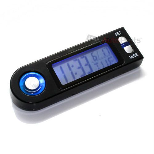 Blue led lighted digital clock/calendar for car-truck-bike-scooter interior dash