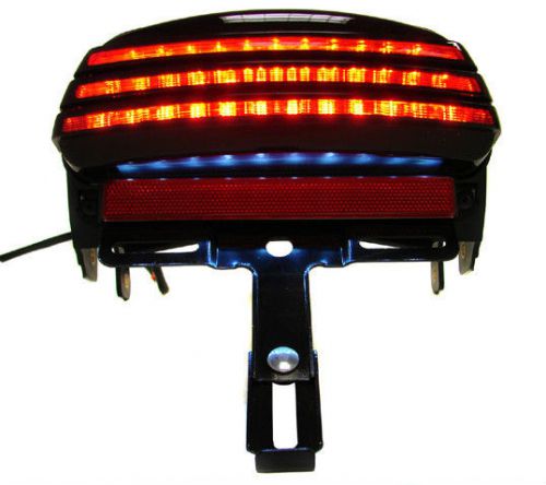 Smoke tri-bar fender led tail brake light  for harley dyna fat bob fxdf 2008 up