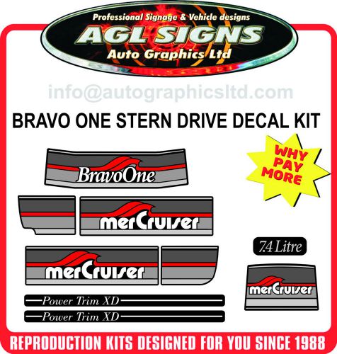 1986 - 1998 mercury bravo one outdrive decal kit   mercruiser