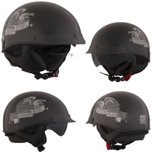 Motorcycle half helmet ckx revolt rsv freedom bound black/grey xsmall adult new