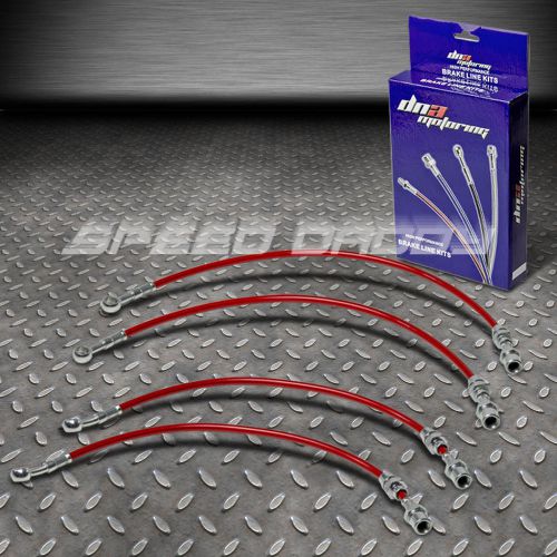 Front+rear stainless hose brake line/cable for 89-94 maxima se/gxe w/abs red