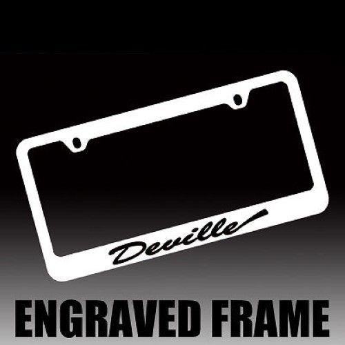 Cadillac *deville* genuine engraved chrome license plate frame tag holder 1