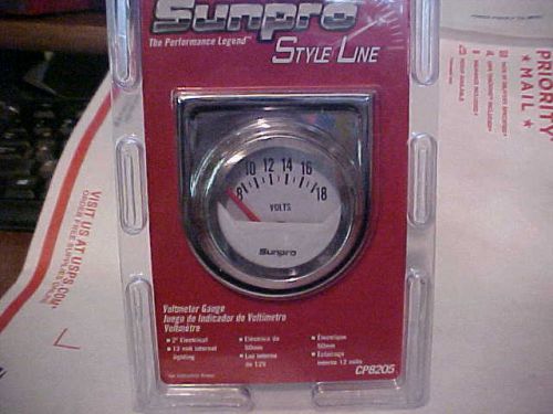 Sunpro  2&#039;&#039; volt gauge,chrome with mounting bracket,complete,rat rod chevy