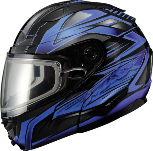 Gmax gm64s vortex full face modular snowmobile helmet black/blue - 7 sizes