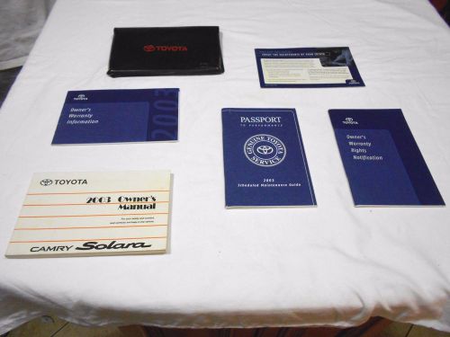 2003 toyota camry solara owner&#039;s manual 5 pc set &amp; black toyota factory case