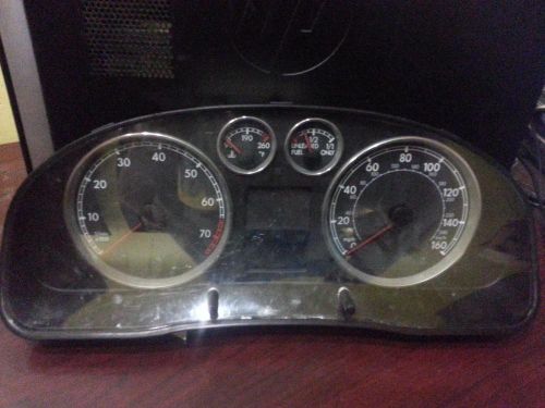 Volkswagen passat speedometer (cluster), 160 mph, w/o plant code vin p; thru v