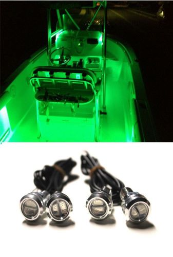 4x green led boat light waterproof outrigger spreader transom underwater night