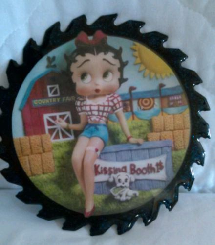 Betty boop at county fair kissing booth   saw blade for the wall or display