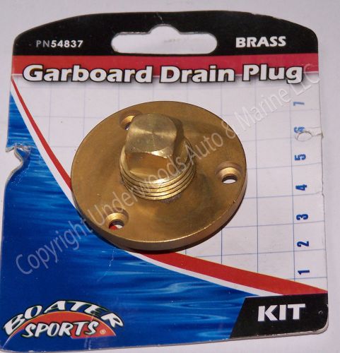 Brass garboard drain and plug boater sports 1/2&#034; npt new