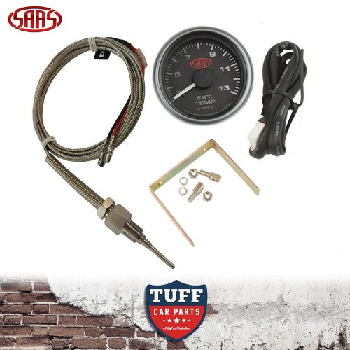 Saas exhaust temp gauge black 300-1300 52mm multi colour + sender &amp; fitting kit