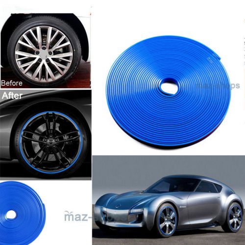 Blue car wheel hub rim protector ring guard sticker line rubber strip for acura